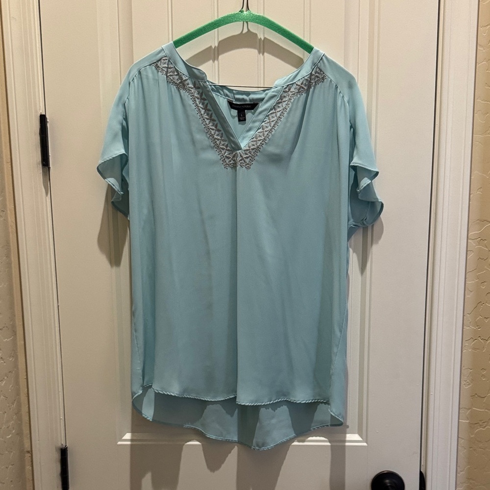 Banana Republic Sky Blue V-Neck Blouse
